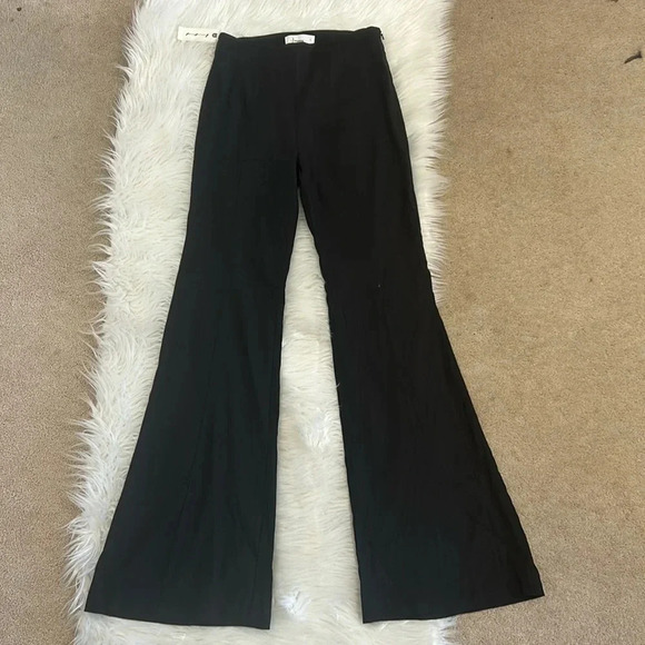 Anthropologie essential wide leg pants size 4 black linen blend trousers - Picture 2 of 9